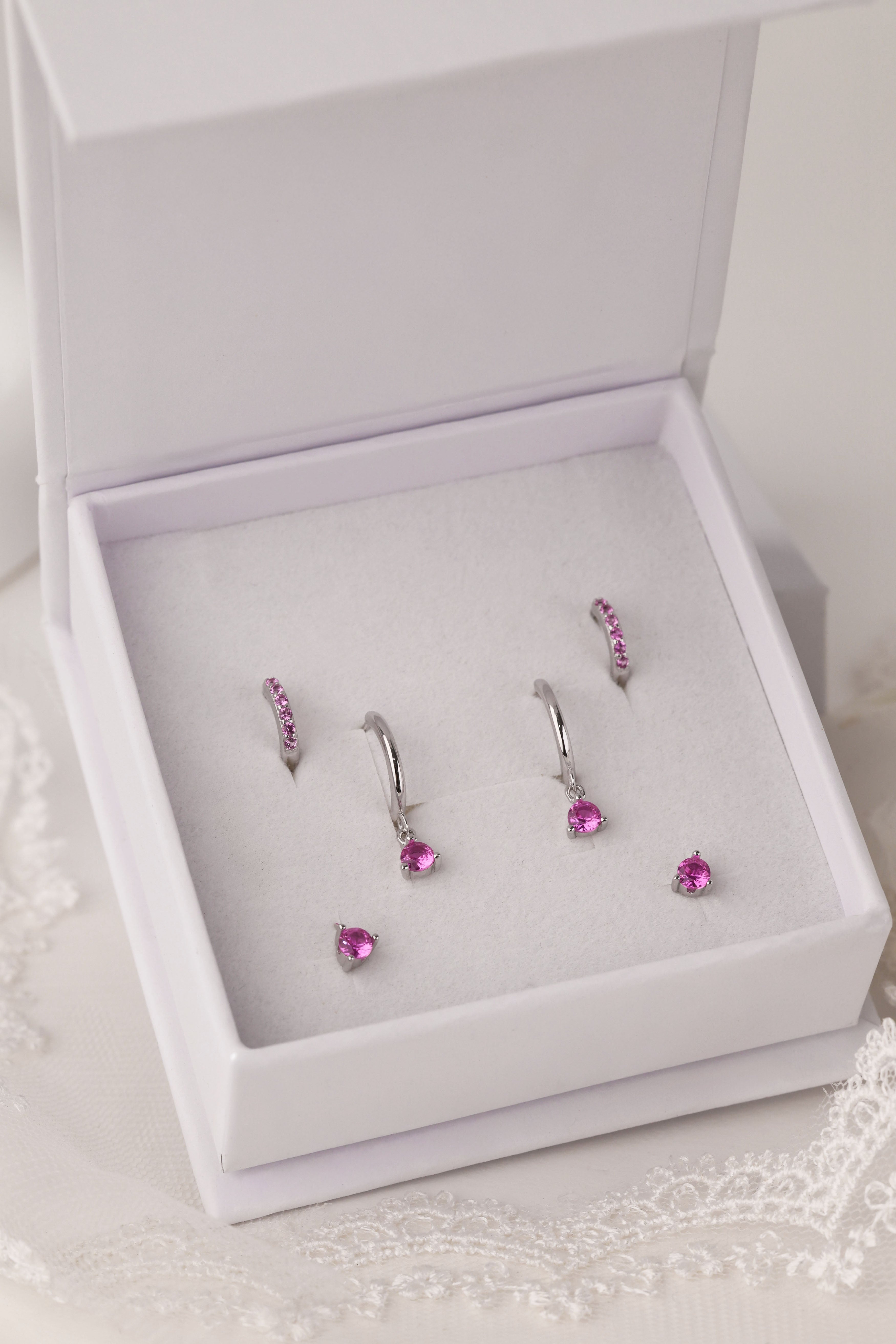 Julie Pink Silver Earrings - Sterling Silver