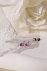 Julie Pink Silver Earrings - Sterling Silver C. Stud