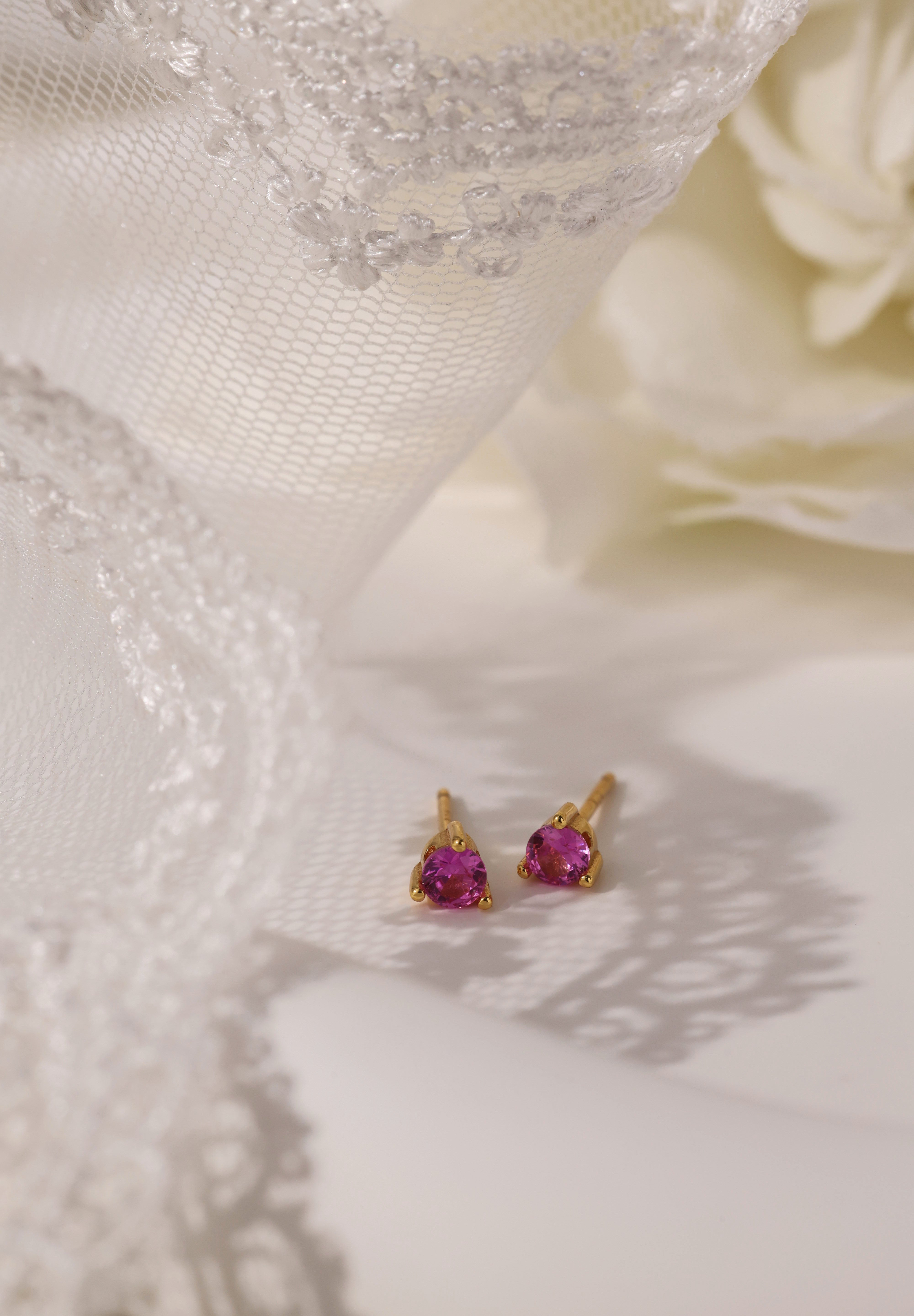 Julie Pink Silver Earrings - Sterling Silver