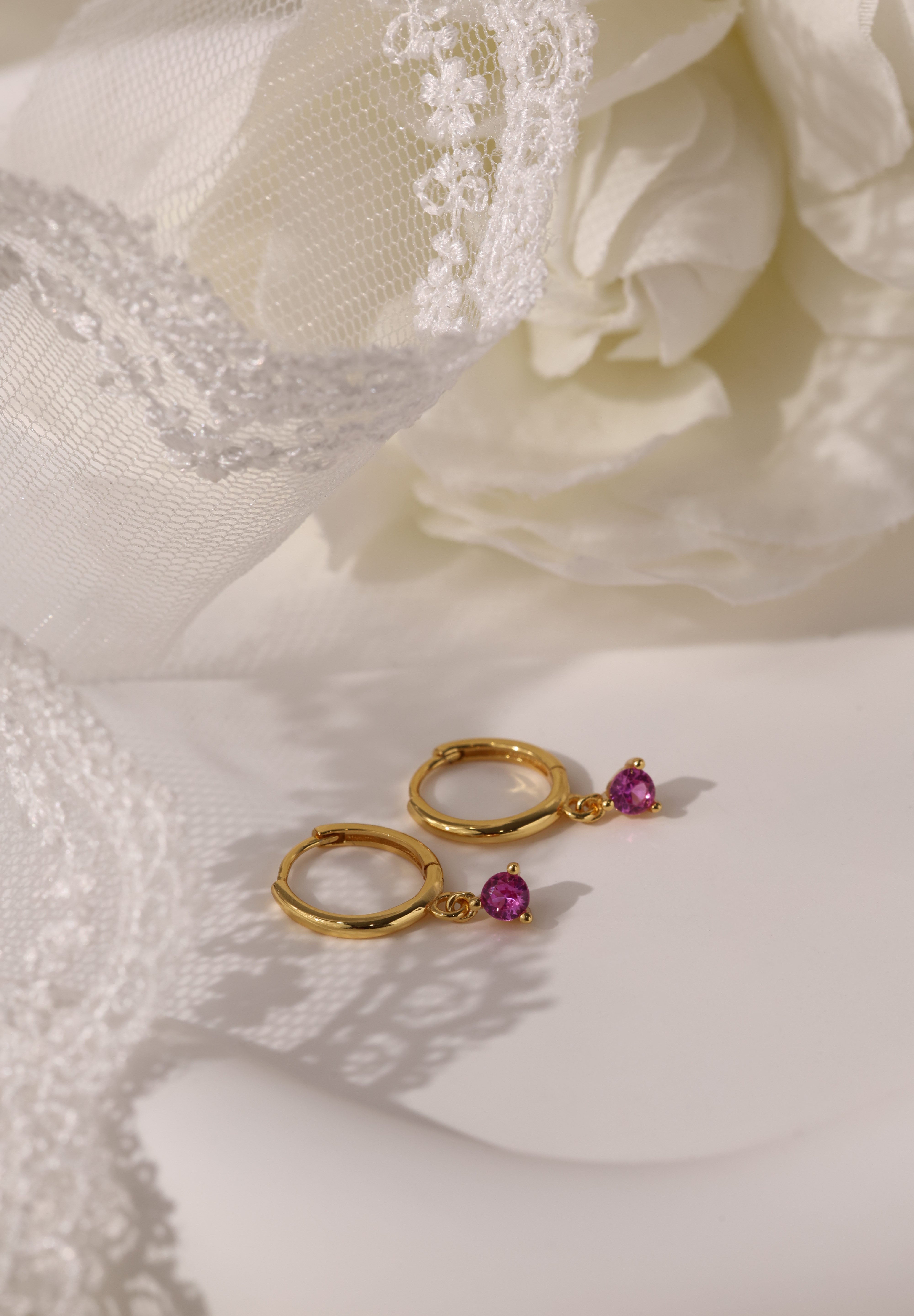 Julie Pink Gold Earrings - Sterling Silver