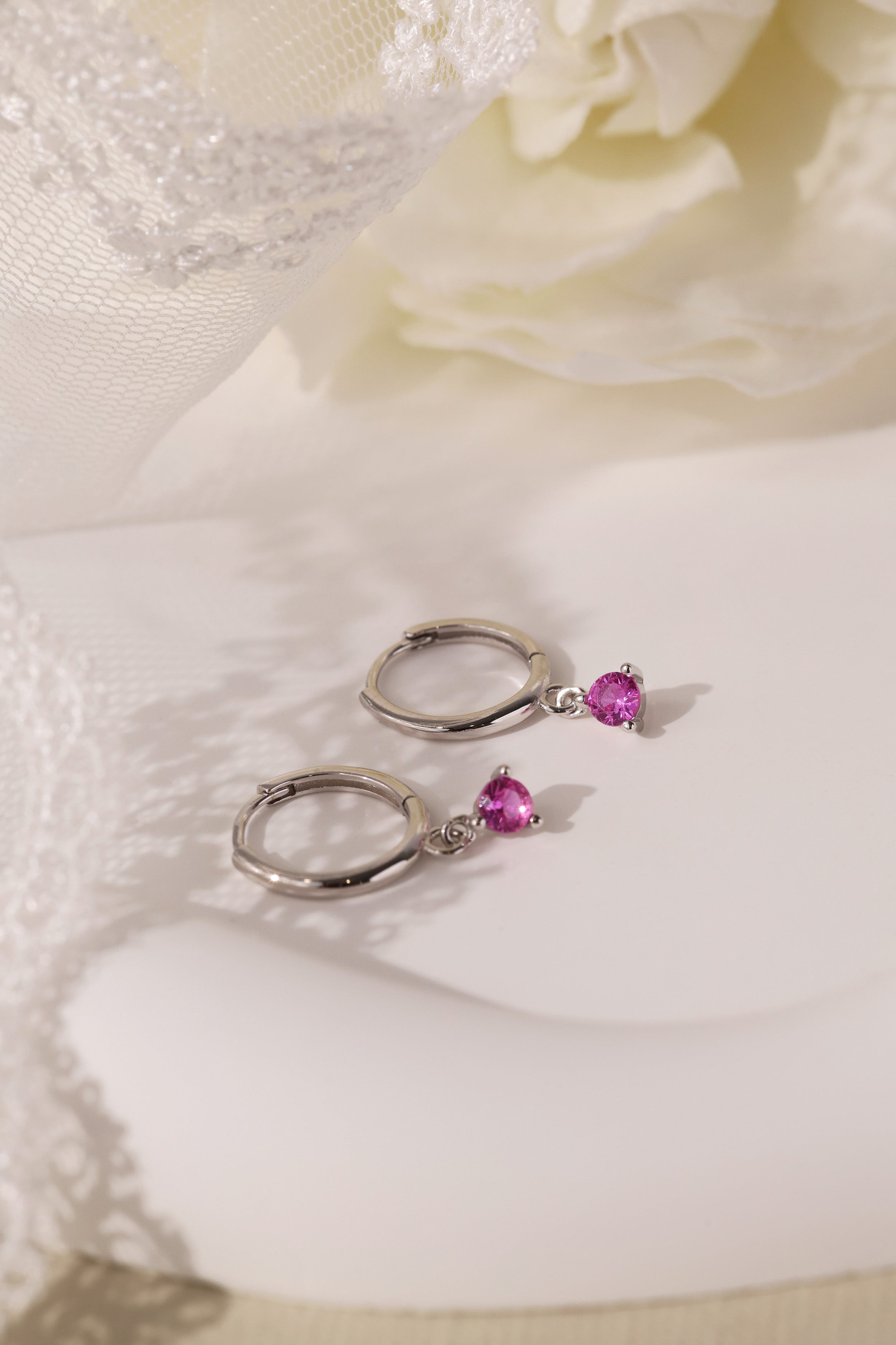 Julie Pink Silver Earrings - Sterling Silver