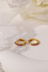 Julie Pink Gold Earrings - Sterling Silver B. 7mm Huggie