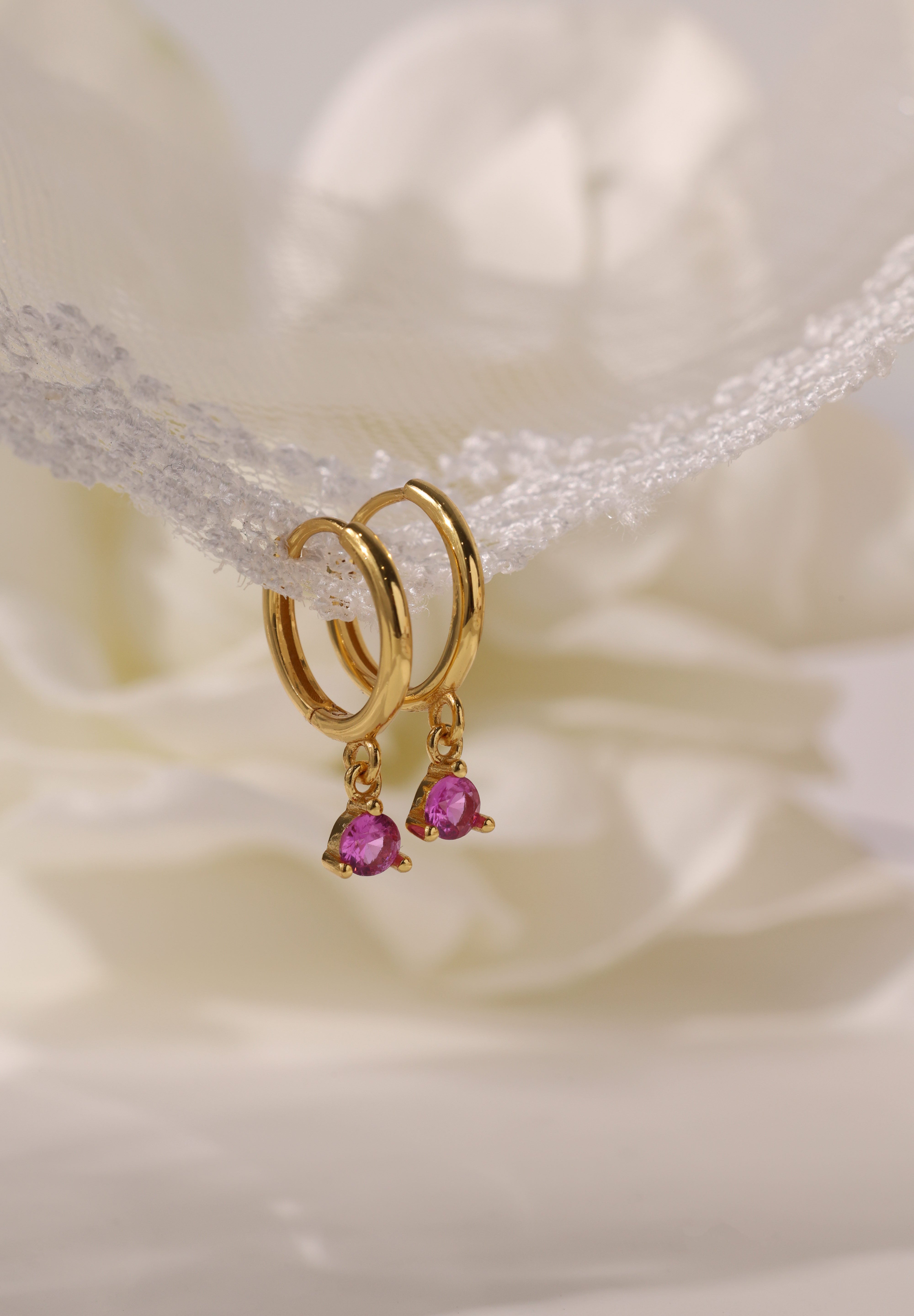 Julie Pink Gold Earrings - Sterling Silver A. Dangle