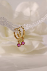 Julie Pink Gold Earrings - Sterling Silver A. Dangle