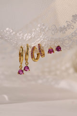Julie Pink Gold Earrings - Sterling Silver A + B + C (6 earrings)