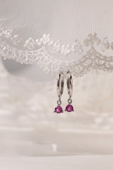 Julie Pink Silver Earrings - Sterling Silver A. Dangle