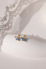 Mia Blue Huggie CZ Dangle Earrings GOLD