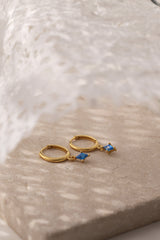 Mia Blue Huggie CZ Dangle Earrings GOLD
