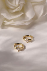 Diamond Princess Gold Huggie Hoop Earrings – 18K gold-plated brass, princess-cut cubic zirconia, 13mm hoop, hypoallergenic, nickel-free, dainty gold earrings for women”
