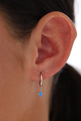 Mia Blue Huggie CZ Dangle Earrings SILVER