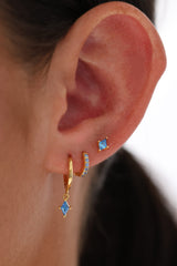 Mia Blue Huggie CZ Dangle Earrings GOLD