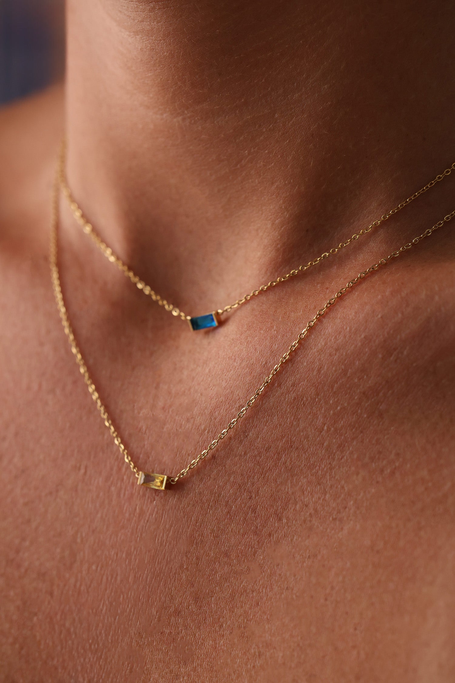 Charlee Baguette Birthstone Gold Necklace – Waterproof Stainless Steel