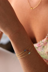 Charlee Baguette Birthstone Gold Bracelet – Waterproof Stainless Steel