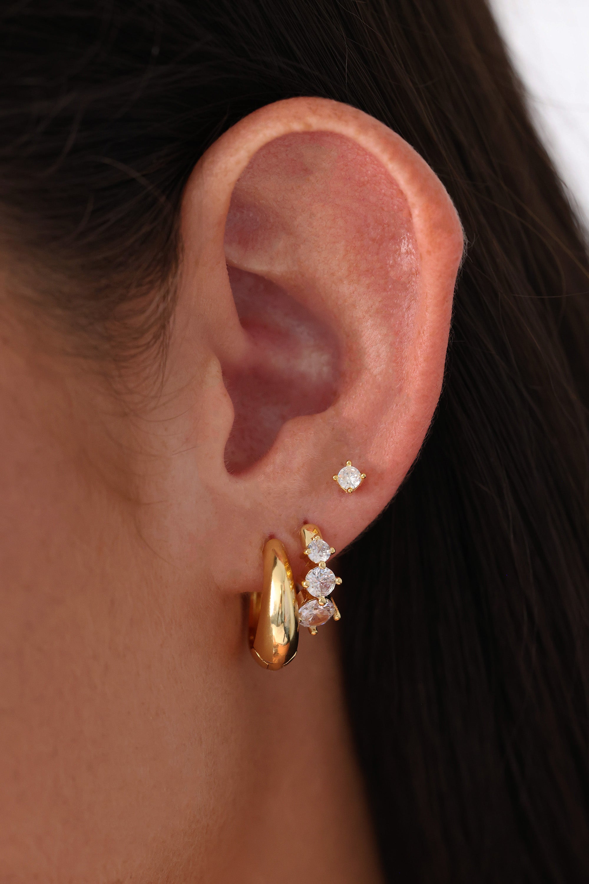 Fayglow 3 Cubic Hoop Earring Stacks