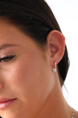 Amora Heart Charm Silver Hoop Earrings