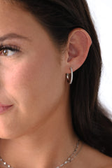 25mm silver hoop earrings with cubic zirconia pave – bold sparkle for everyday glam