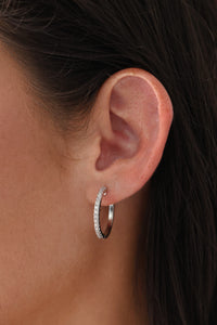 25mm silver hoop earrings with cubic zirconia pave – bold sparkle for everyday glam