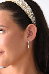 Fresh pearl drop earrings with lustrous white pearls, gold or silver hoops, and sparkling CZ accents—lightweight, elegant, and perfect for brides, bridesmaids, gifting, or everyday sophistication