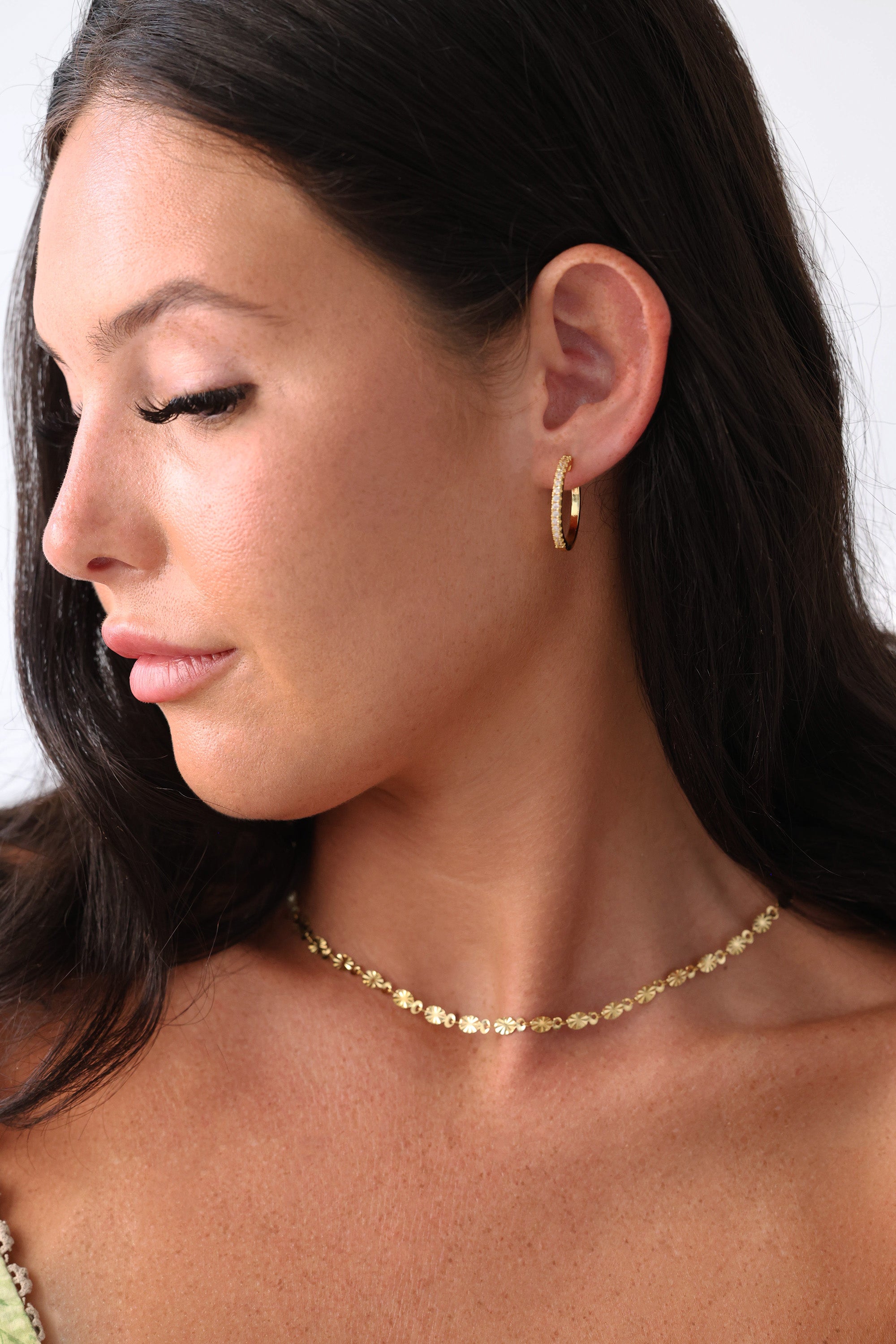 25mm gold hoop earrings with cubic zirconia pave – bold sparkle for everyday glam