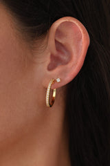 25mm gold hoop earrings with cubic zirconia pave – bold sparkle for everyday glam