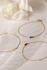 Charlee Baguette Birthstone Gold Bracelet – Waterproof Stainless Steel