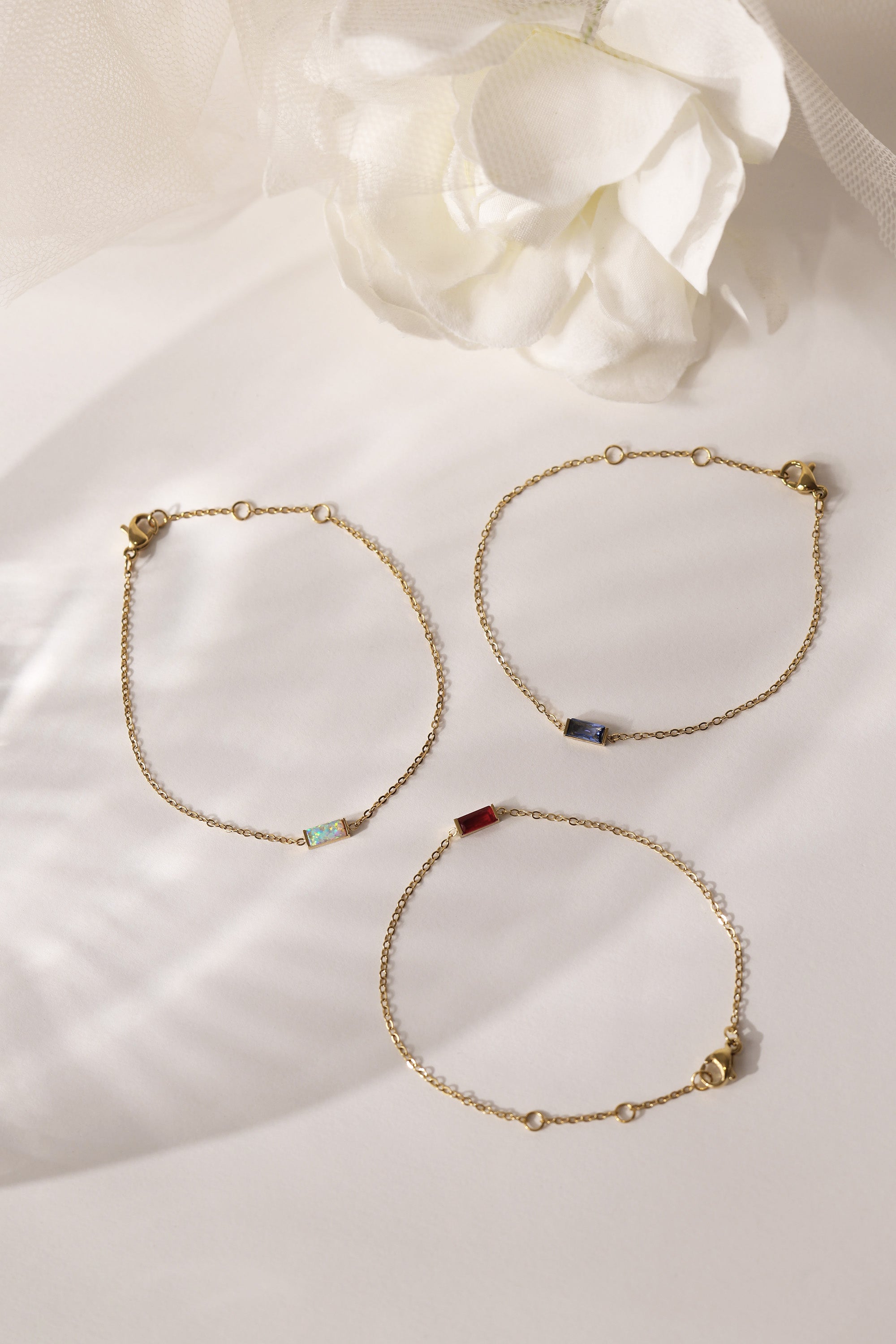 Charlee Baguette Birthstone Gold Bracelet – Waterproof Stainless Steel