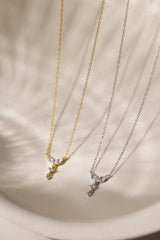 Crystal pendant dainty necklace in 18k gold-plated sterling silver with teardrop cubic zirconia, elegant and hypoallergenic design