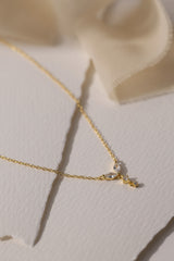 Crystal pendant dainty necklace in 18k gold-plated sterling silver with teardrop cubic zirconia, elegant and hypoallergenic design