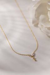 Crystal pendant dainty necklace in 18k gold-plated sterling silver with teardrop cubic zirconia, elegant and hypoallergenic design