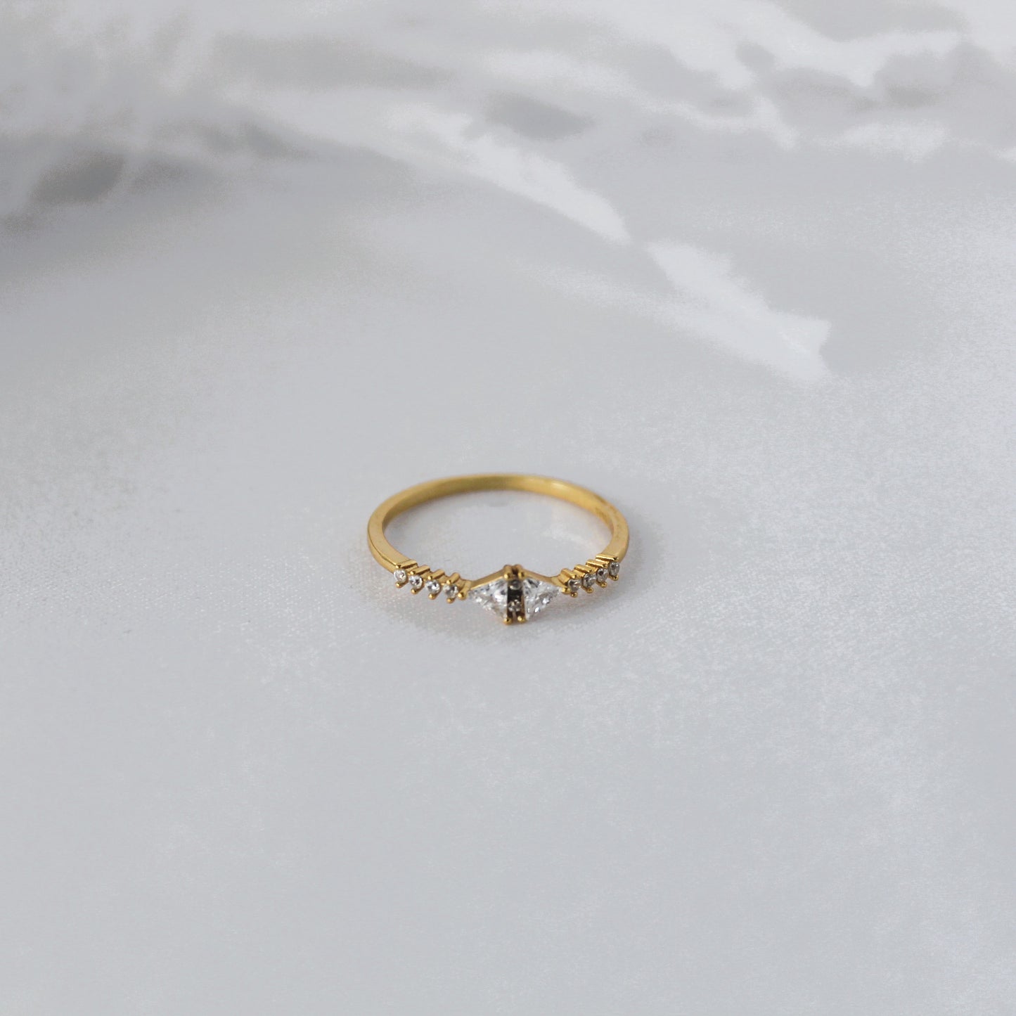 Dainty Cubic Zirconia Stacking Gold Ring J