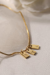 Freya Engraved A-Z Letter Pendant Necklace - Stainless Steel