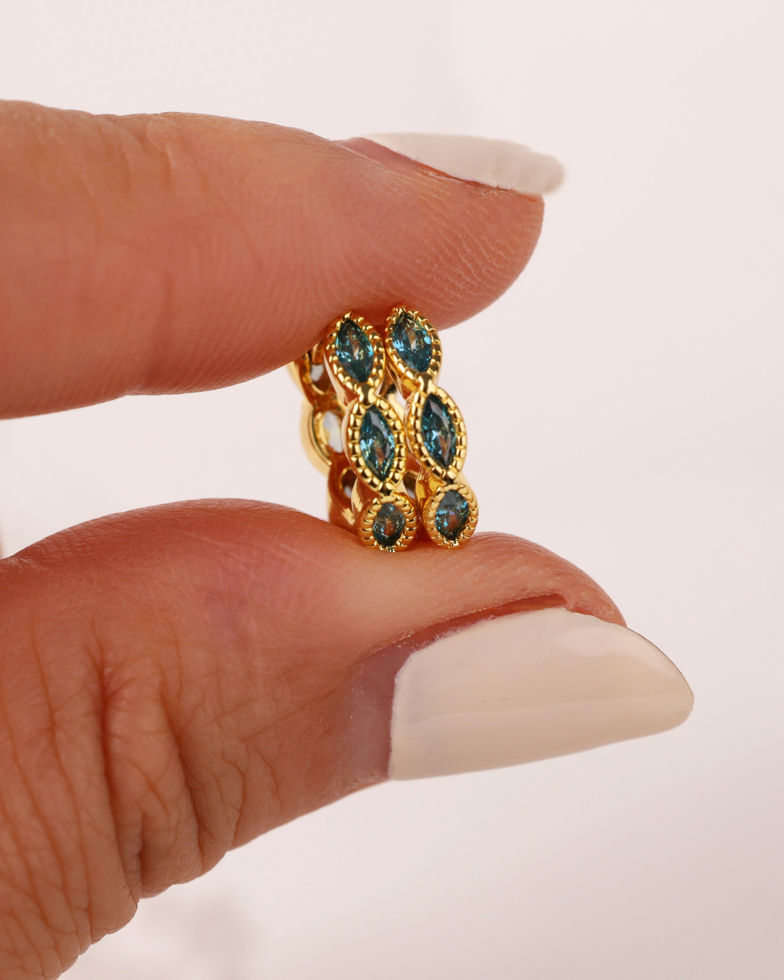 light aquamarine gold hoop earrings