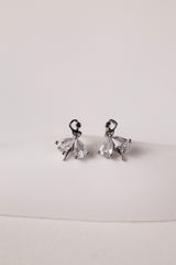 Sterling silver rhodium-plated ballerina stud earrings for second, third, helix, tragus, and conch piercings