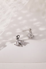 Sterling silver rhodium-plated ballerina stud earrings for second, third, helix, tragus, and conch piercings
