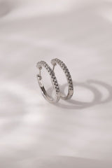 25mm Big Cubic Paved SILVER Hoop Earrings