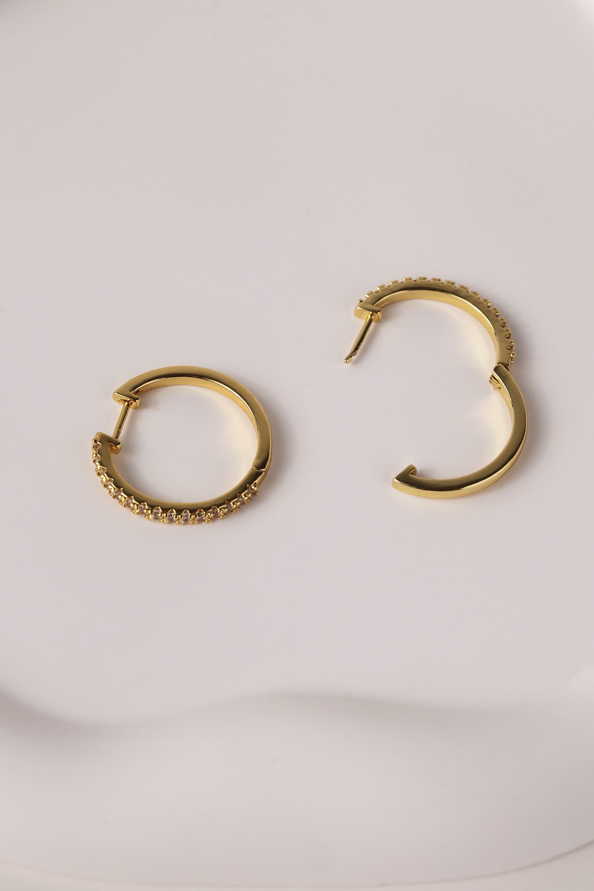 25mm gold hoop earrings with cubic zirconia pave – bold sparkle for everyday glam