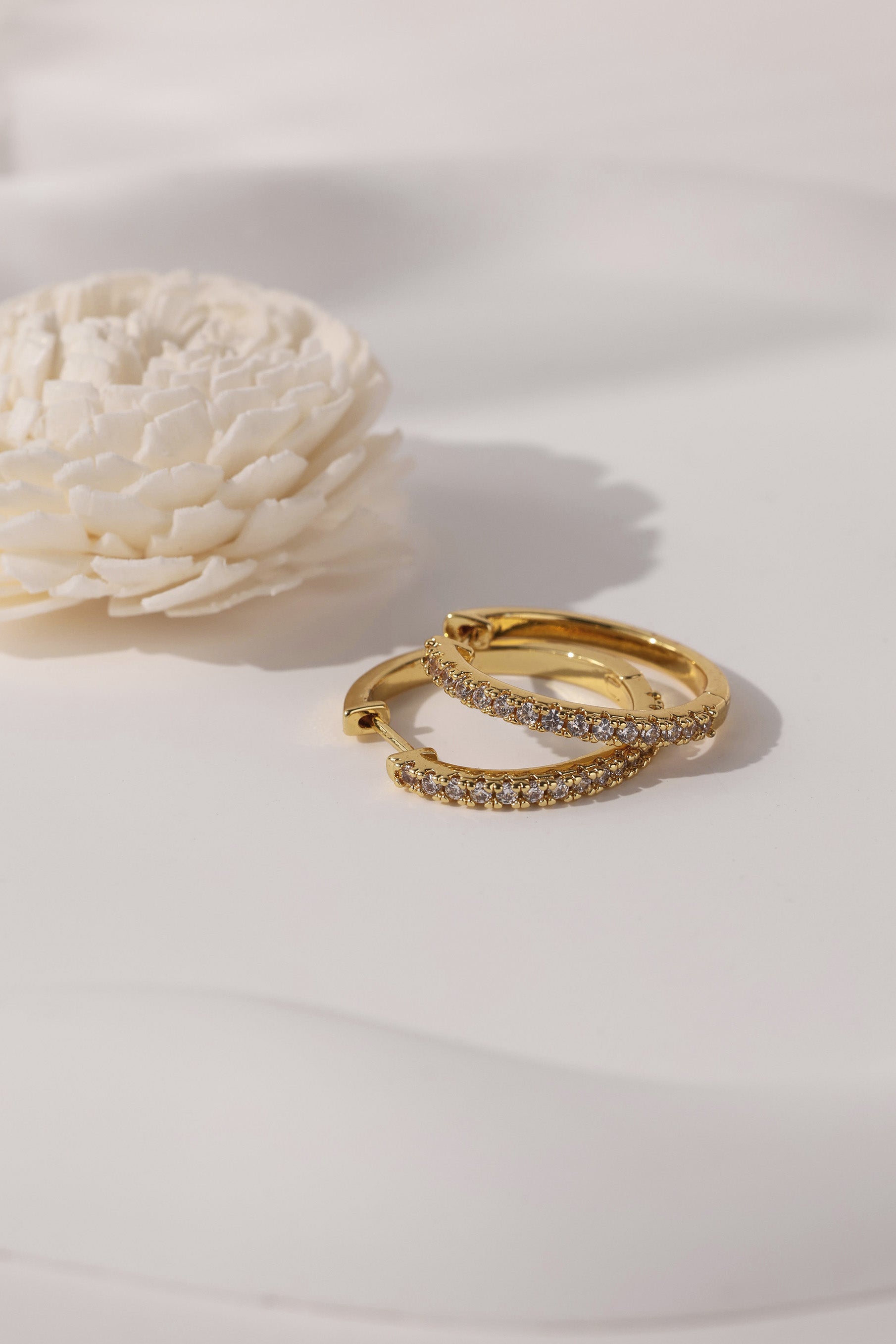 25mm gold hoop earrings with cubic zirconia pave – bold sparkle for everyday glam