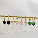 CZ Love Heart Dangle Drop Earrings