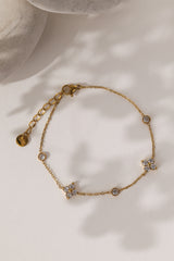 ANETT 4 clover bracelet, 18k gold PVD plated stainless steel, 17cm with 3cm extender