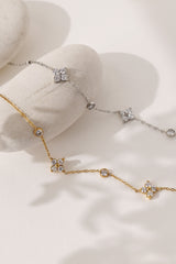 ANETT 4 clover bracelet with cubic zirconia stations and adjustable extender chain