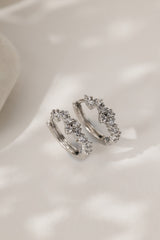 Flower Crown 925 Sterling Silver Huggie Hoop Earrings SILVER