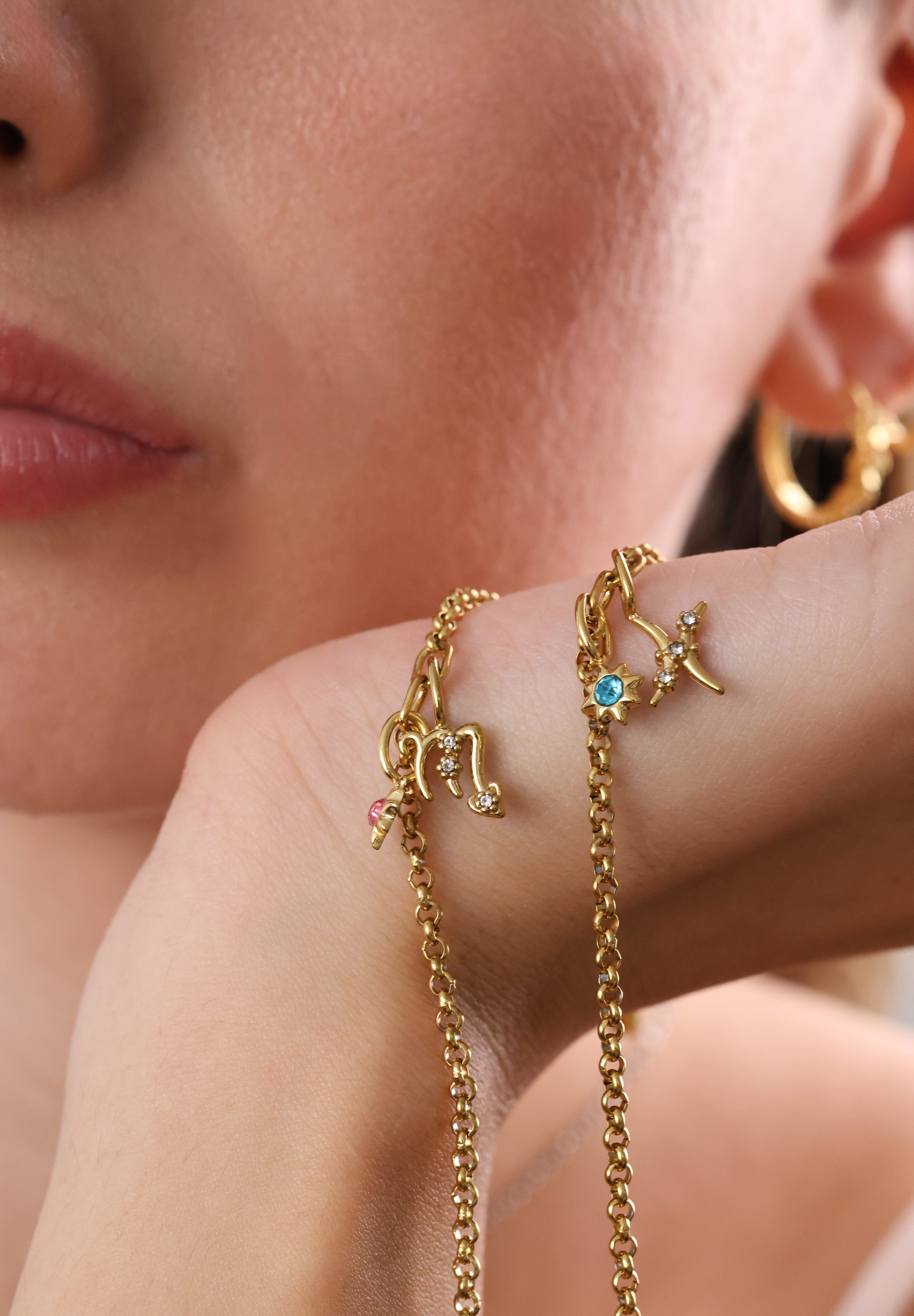 Virina Birthstone and Star Sign Bracelet- Stainless Steel