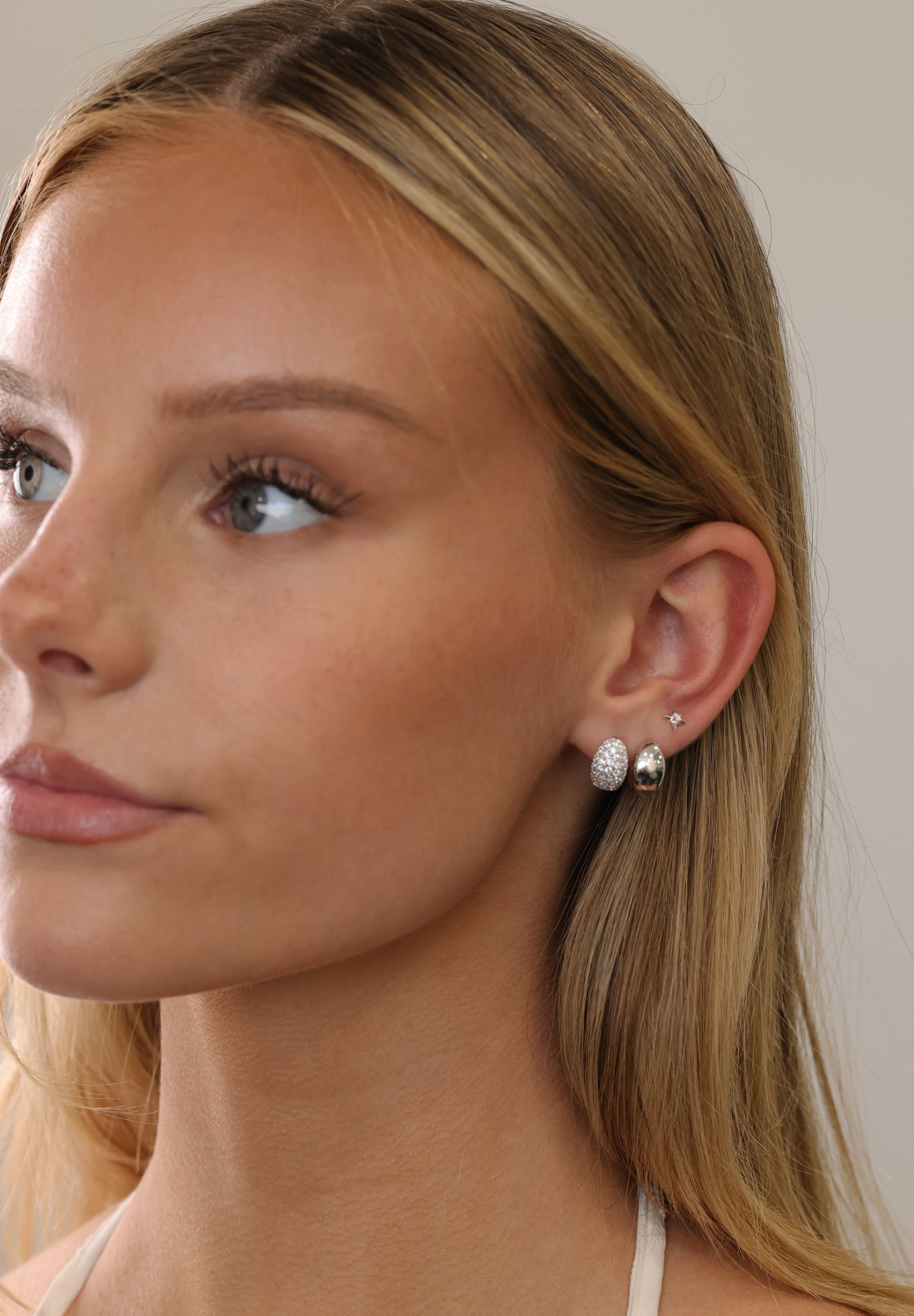 Cleo Pavé Huggie Hoop Earrings SILVER