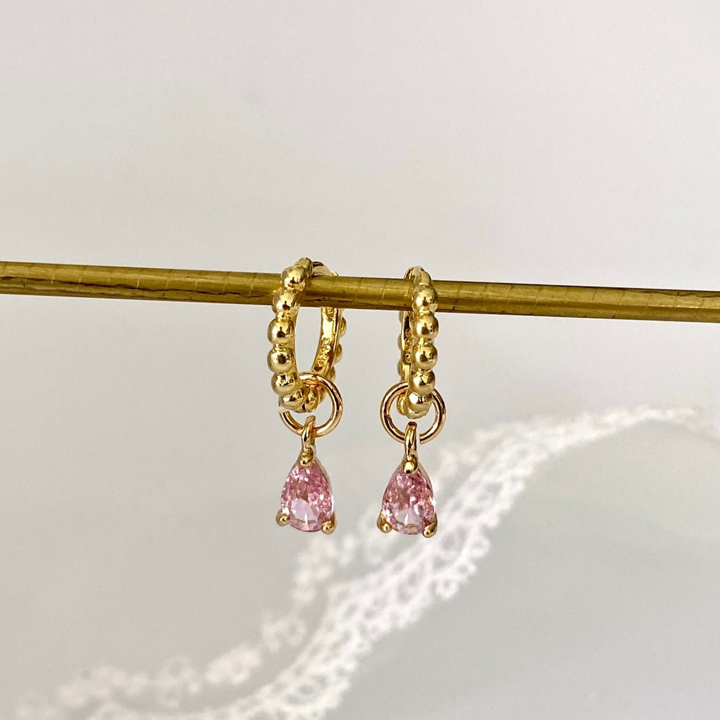 Pink Marquise Hoop Earrings SET