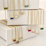 Baguette Birthstone Gold Necklace