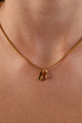 Amaya Initial and Birthstone Necklace- Stainless Steel