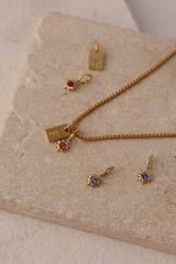 Amaya Initial and Birthstone Necklace- Stainless Steel