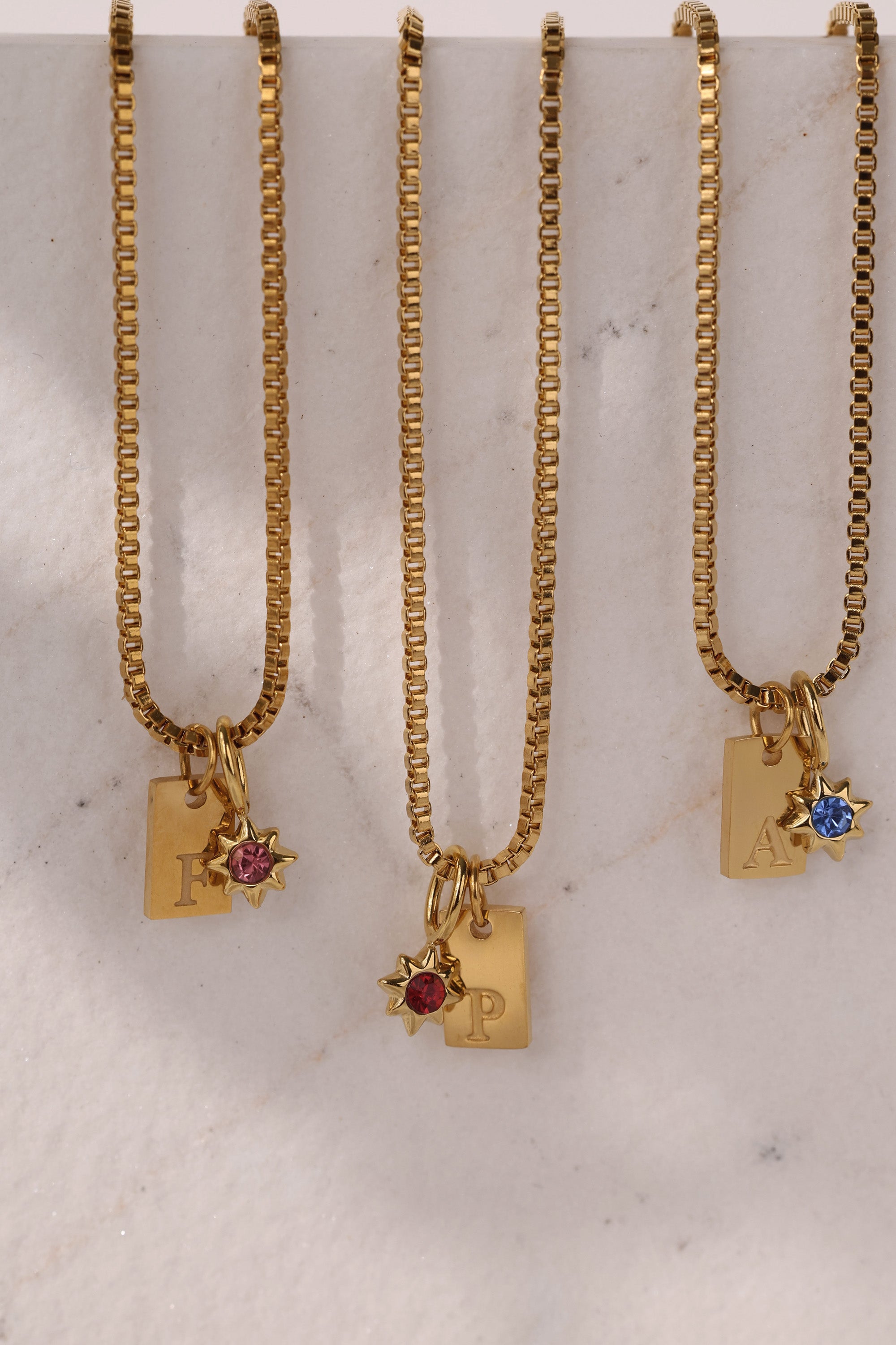 Amaya Initial and Birthstone Necklace- Stainless Steel