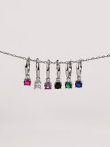 Yui Gemstone Huggie Dangle Earrings Silver