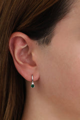 Yui Gemstone Huggie Dangle Earrings Silver